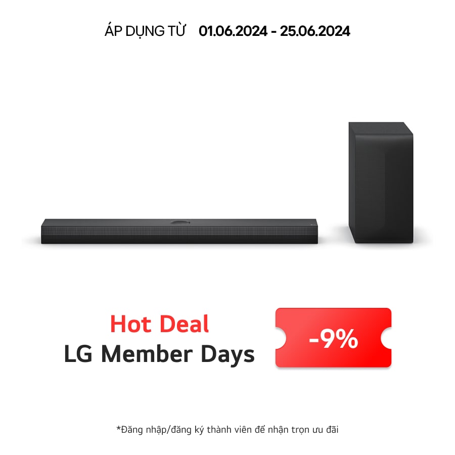 Hình ảnh phía trước của Loa LG Soundbar S70TY và Loa siêu trầm