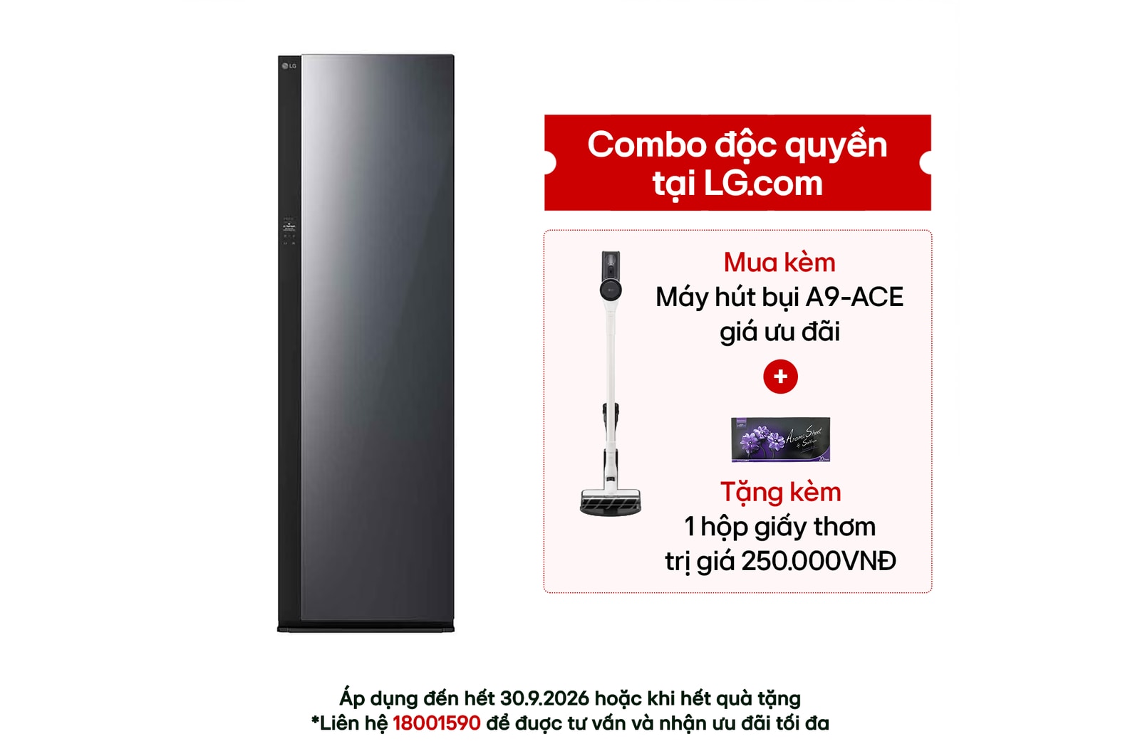 Hình ảnh mặt trước của Tủ chăm sóc quần áo thông minh LG Styler 5 móc Màu gương kính đen | SC5GMR80H SC5GMR80H