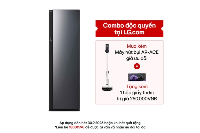 Hình ảnh mặt trước của Tủ chăm sóc quần áo thông minh LG Styler 5 móc Màu gương kính đen | SC5GMR80H SC5GMR80H