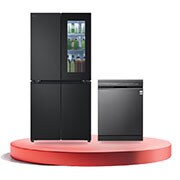 Hình ảnh mặt trước của Combo Tủ lạnh LG French Door InstaView™ 530L màu đen LFB53BLMI & Máy rửa bát LG TrueSteam™ màu đen LDT14BLA4 F53BD14B.AEVPEVN