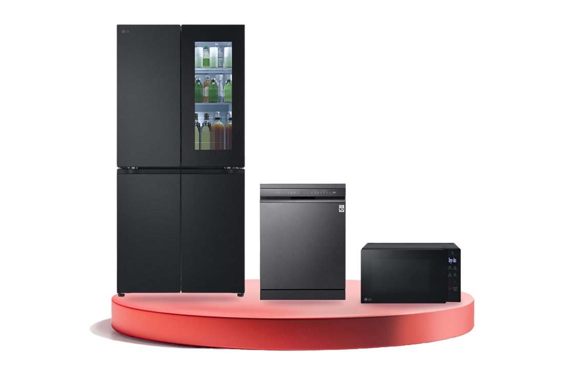 LG Combo Tủ lạnh LG French Door InstaView™ 530L màu đen LFB53BLMI & Máy rửa bát LG TrueSteam™ màu đen LDT14BLA4&Máy rửa bát LG TrueSteam™ màu đen LDT14BLA4, F53D14M20.AEVPEVN