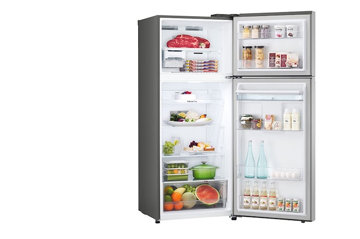 LG Tủ lạnh LG ngăn đá trên Smart Inverter™ với công nghệ DoorCooling+™ 374L màu bạc GN-D372PS, GN-D372PS