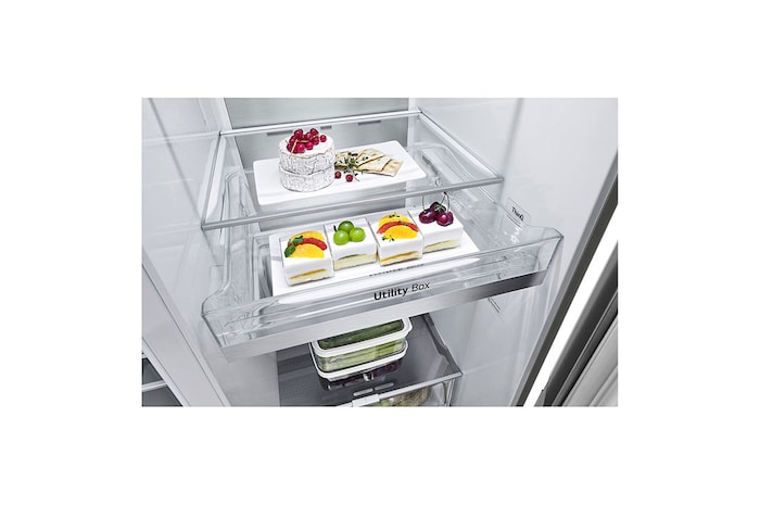 LG Tủ lạnh LG Side by side Smart Inverter™ với công nghệ DoorCooling+™ và ngăn lấy nước ngoài 635L màu bạc GR-D257JS, GR-D257JS