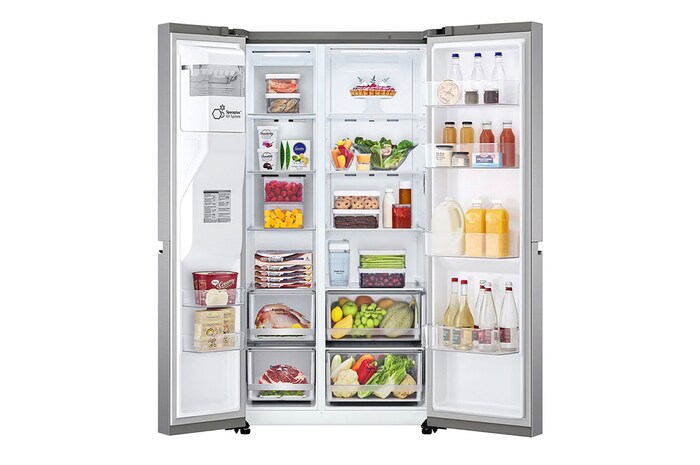 LG Tủ lạnh LG Side by side Smart Inverter™ với công nghệ DoorCooling+™ và ngăn lấy nước ngoài 635L màu bạc GR-D257JS, GR-D257JS
