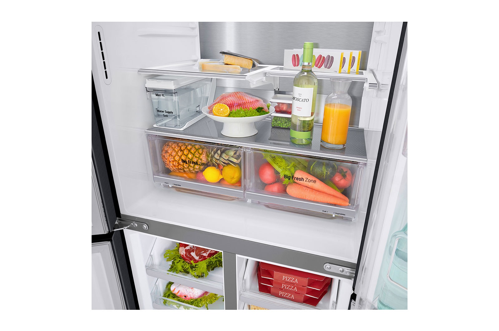 LG Tủ lạnh LG French Door với Instaview Door-in-door và ngăn lấy nước ngoài  UVnano 496L màu đen lì GR-X22MBI, GR-X22MBI