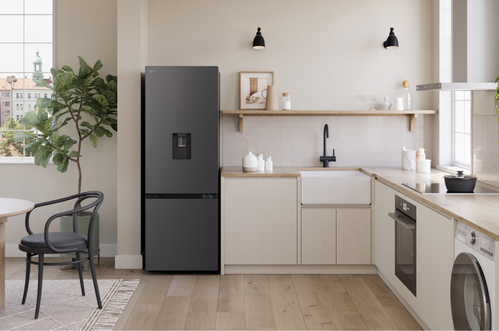 LG Tủ lạnh LG ngăn đá dưới màu đen 332L LBD33BLM, LBD33BLM