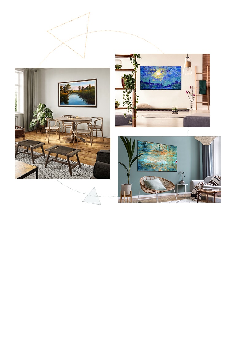 Ba TV Gallery Design có chân đế giống như các tác phẩm nghệ thuật ở bất kỳ nơi nào