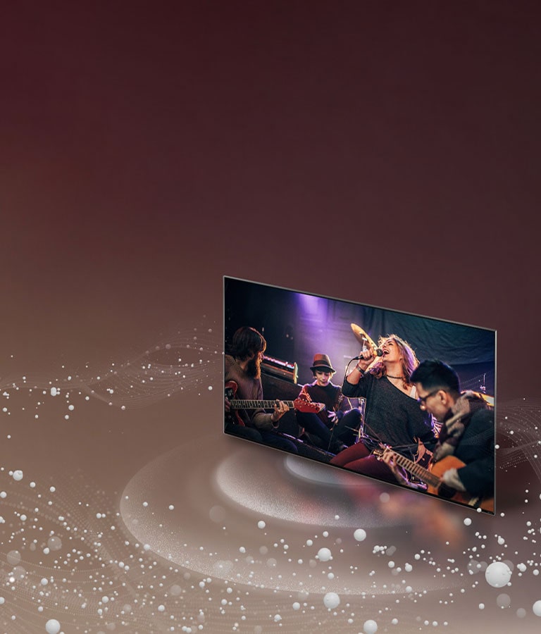 TV LG như bong bóng âm thanh và sóng phát ra từ màn hình và lấp đầy không gian.