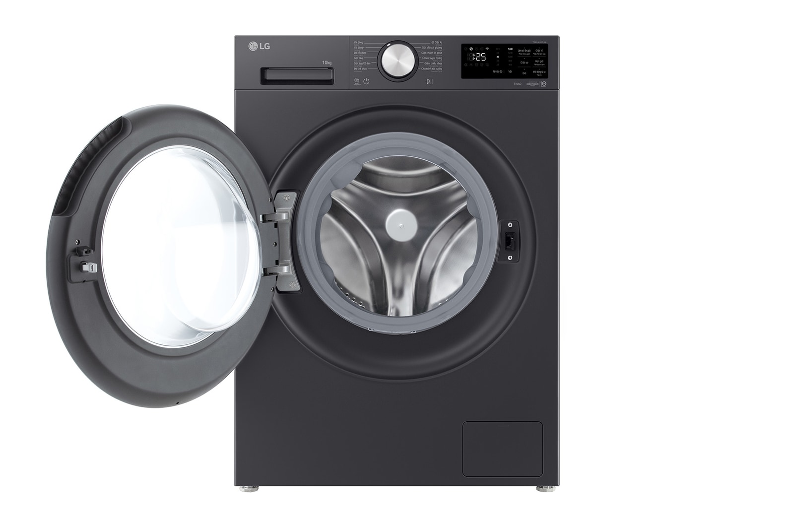 Góc nhìn mở phía trước của máy giặt cửa trước LG 