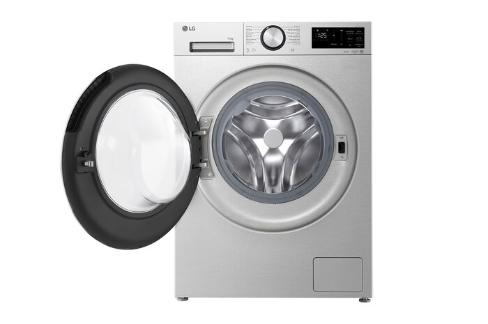 Góc nhìn mở phía trước của máy giặt cửa trước LG 