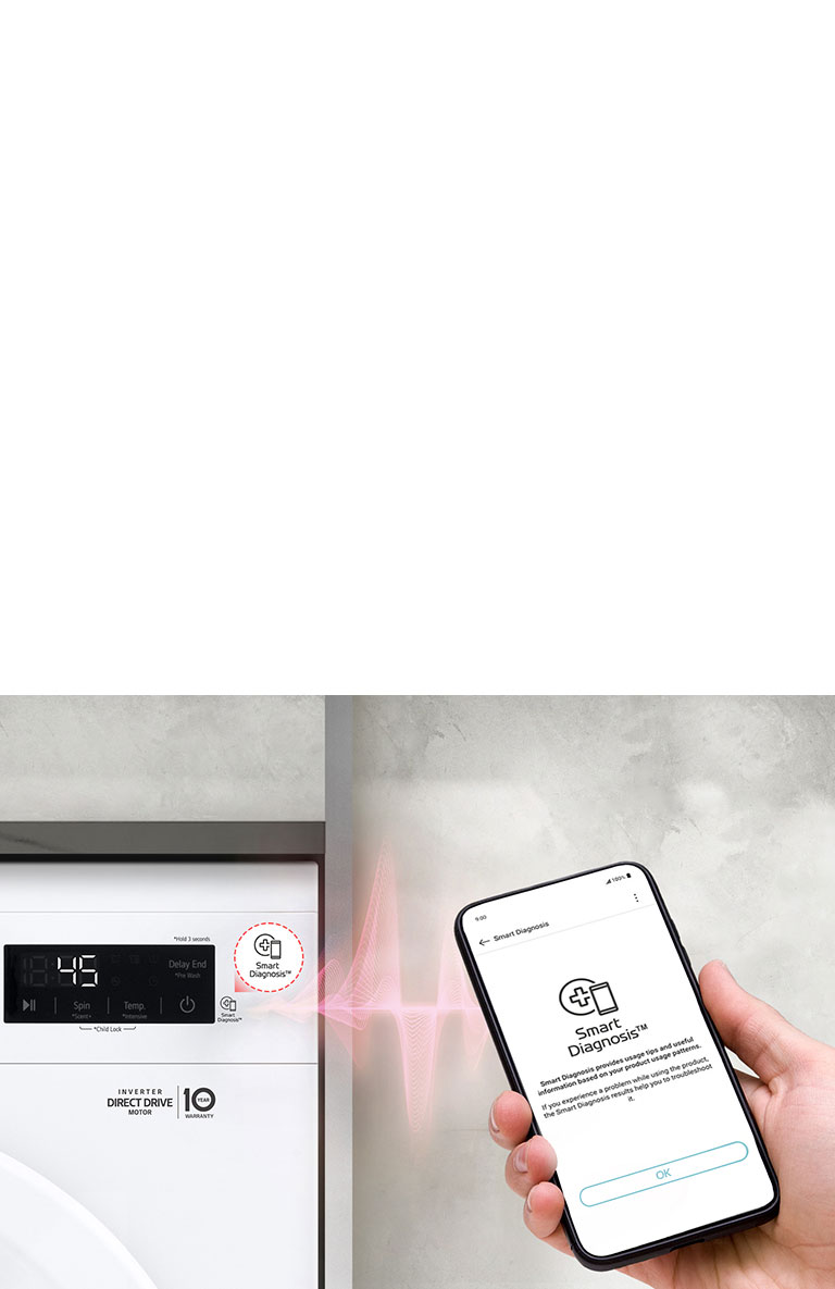 Smart Diagnostics™ cho bạn biết vấn đề của máy giặt qua thông báo trên điện thoại