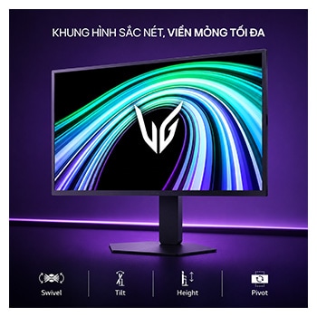 Góc nhìn trực diện của trụ đỡ và chân đế màn hình.