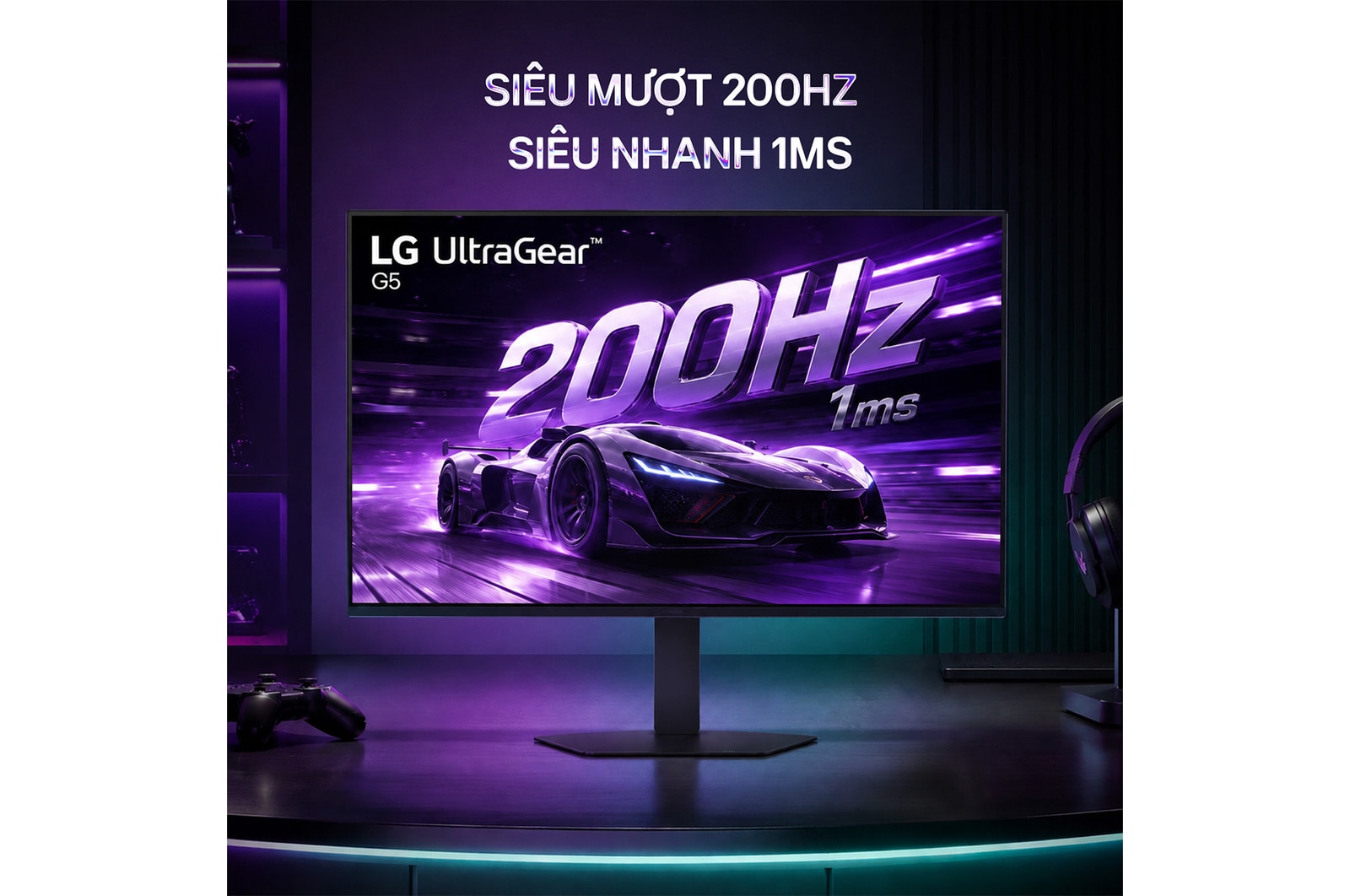 Cảnh đua xe mô tô hiển thị trên màn hình chơi game, minh họa tần số quét 200Hz cho chuyển động chơi game mượt mà.