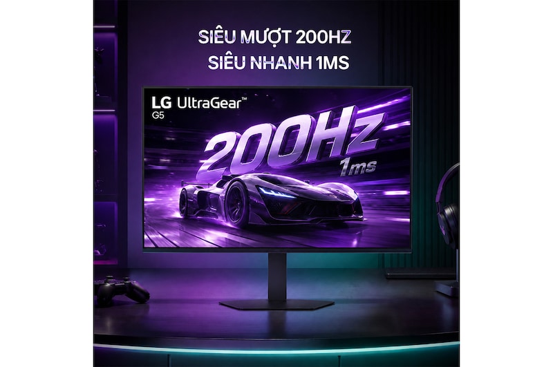 Cảnh đua xe mô tô hiển thị trên màn hình chơi game, minh họa tần số quét 200Hz cho chuyển động chơi game mượt mà.