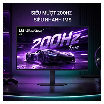 Cảnh đua xe mô tô hiển thị trên màn hình chơi game, minh họa tần số quét 200Hz cho chuyển động chơi game mượt mà.