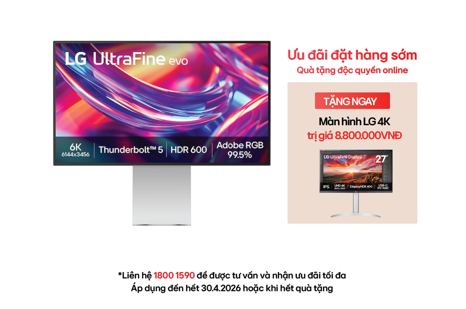 Hình ảnh mặt trước của Màn hình đồ họa LG UltraFine™ evo 32inch, Nano IPS Đen 6K với Thunderbolt™ 5 32U990A-S