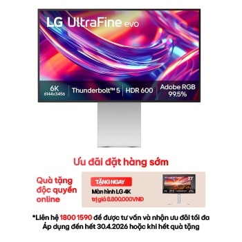 Hình ảnh mặt trước của Màn hình đồ họa LG UltraFine™ evo 32inch, Nano IPS Đen 6K với Thunderbolt™ 5 32U990A-S