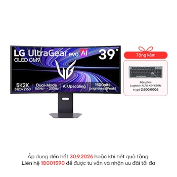 Hình ảnh mặt trước của Màn hình gaming OLED 5K2K 39-inch UltraGear evo GX9 – màn hình 39-inch 5K2K đầu tiên trên thế giới 39GX950B-B