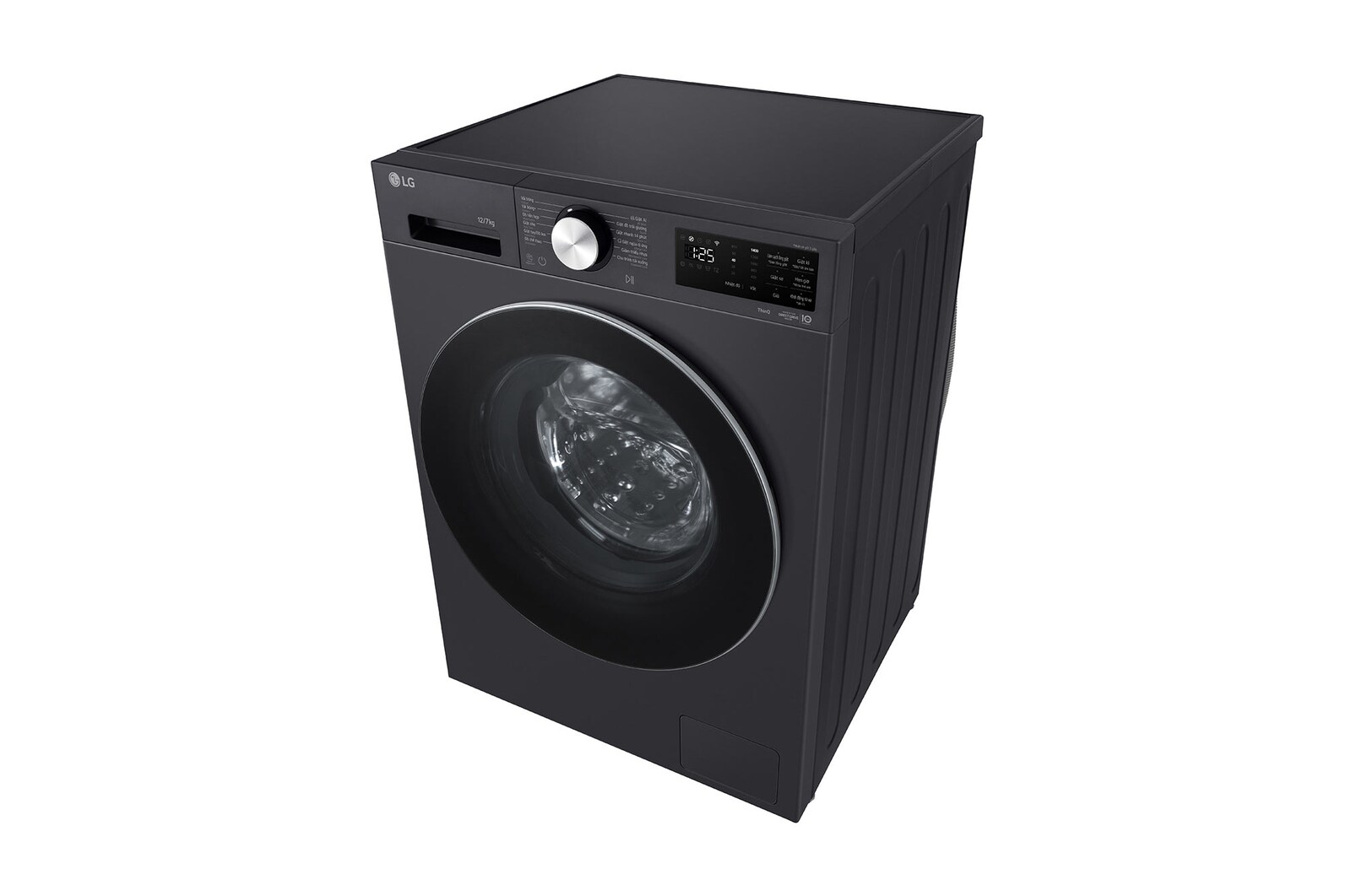 Máy giặt lồng ngang LG AI DD™ Inverter 12kg màu than ánh kim FX1412S3G - góc nhìn bên phải từ trên cao