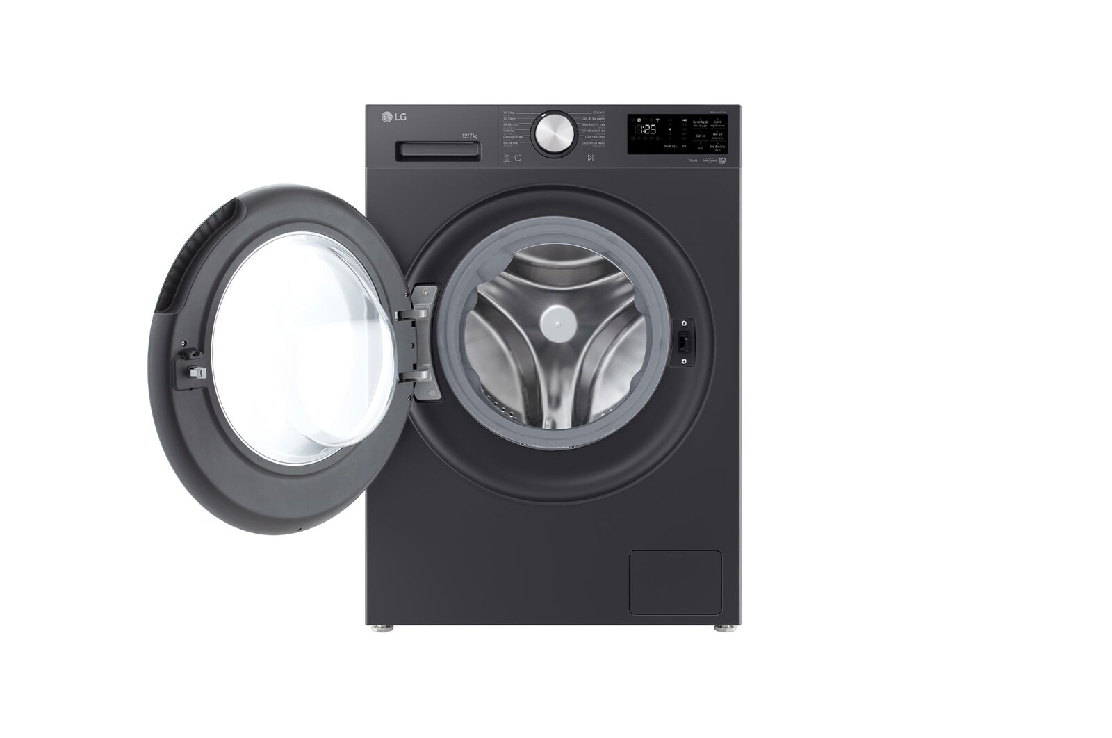 Máy giặt lồng ngang LG AI DD™ Inverter 12kg màu than ánh kim FX1412S3G - cửa trước đang mở