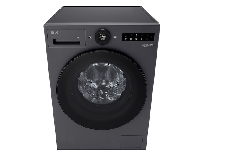 Máy giặt lồng ngang LG AI DD™ Inverter 12kg màu than ánh kim FX1412S3G - góc nhìn chính diện từ trên cao