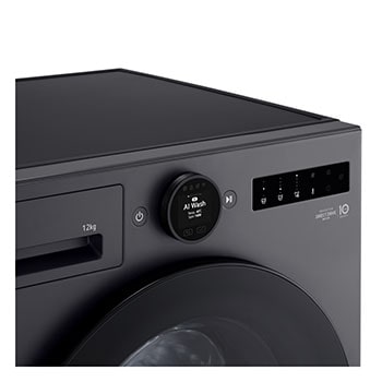 Cận cảnh núm xoay và màn hình điều khiển của máy giặt LG FX1412S3G