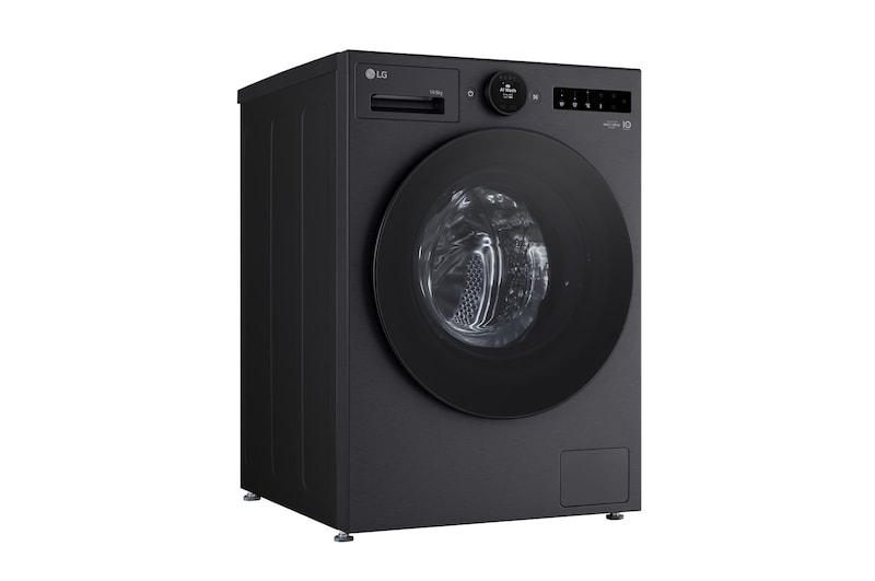 Máy giặt sấy LG cửa trước 13/8 kg màu đen mờ, góc chụp bên trái