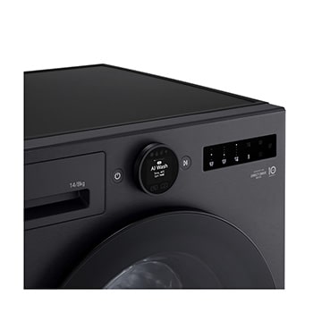 Chi tiết núm xoay điều khiển và màn hình của máy giặt sấy LG cửa trước 13/8 kg