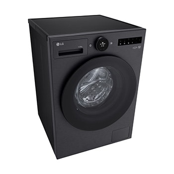 Máy giặt sấy LG cửa trước 13/8 kg màu đen mờ, góc chụp cao từ bên trái