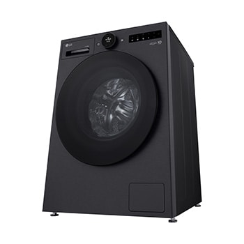 Máy giặt sấy LG cửa trước 13/8 kg màu đen mờ, góc chụp thấp từ bên phải