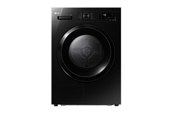 Máy sấy LG AI DUAL Inverter Heat Pump™ 9kg màu đen bóng RB09NHP5O - góc nhìn chính diện