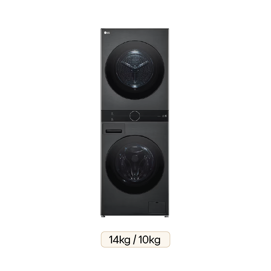 Tháp giặt sấy LG WashTower™ Giặt 14kg/ Sấy 10kg Màu đen WT1410NHB