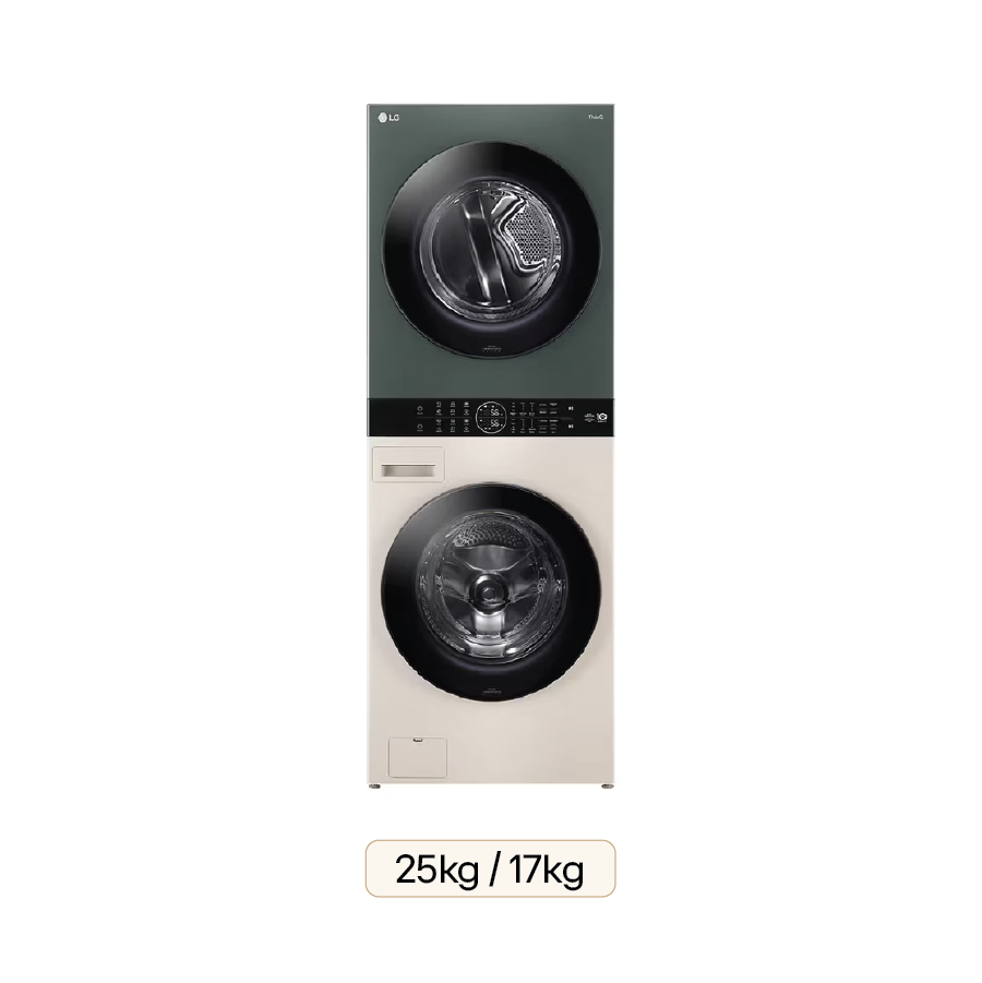 Tháp giặt sấy LG WashTower™ Giặt 25kg/Sấy 17kg xanh/be WT2517NHEG