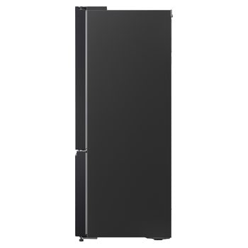 Tủ lạnh ngăn đá dưới LG nhìn từ cạnh bên, thể hiện đường nét cửa phẳng.