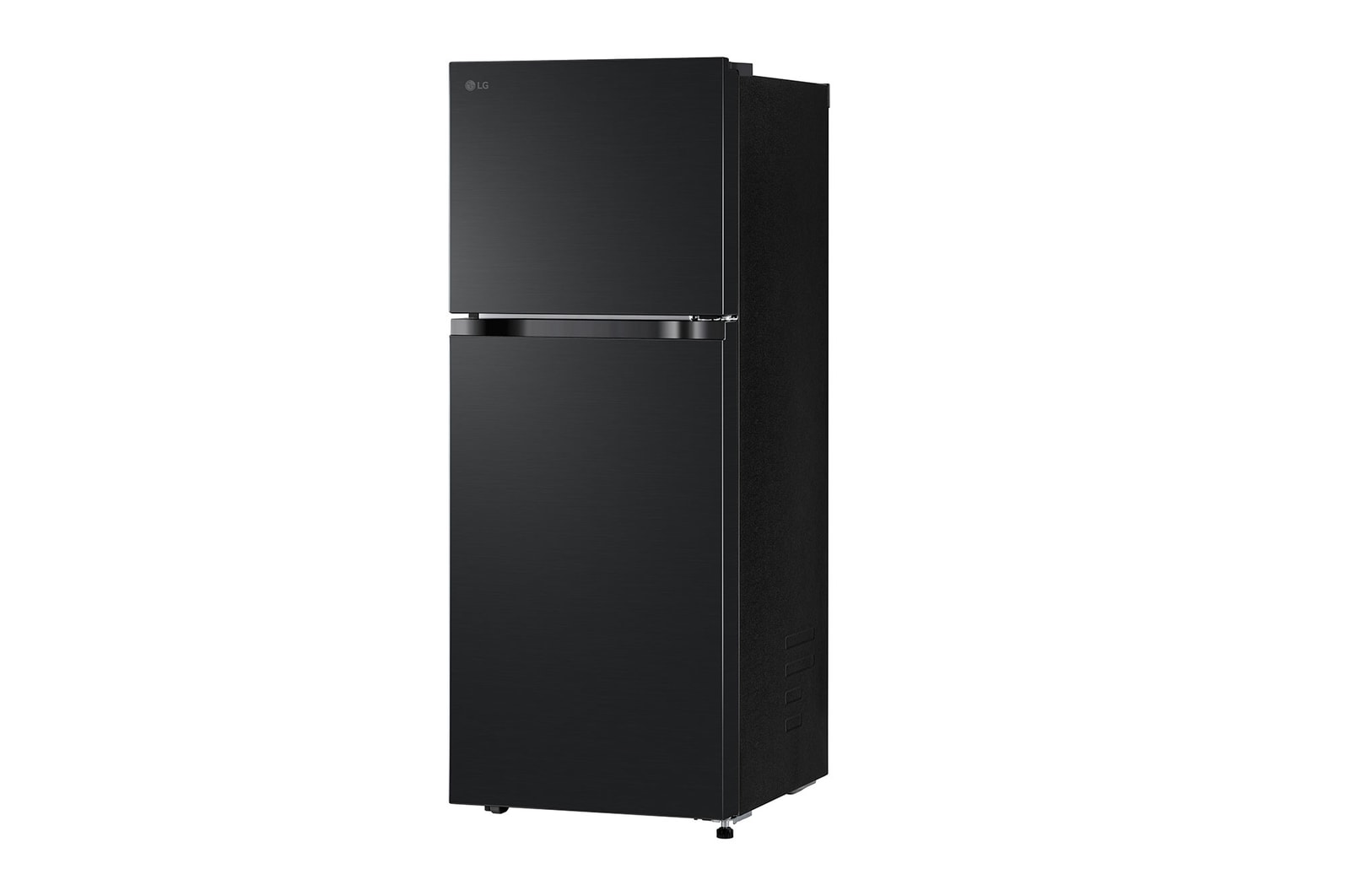 Right side view of 217L Top Freezer Refrigerator Essence Matte Black with LinearCooling and Deodorizer.