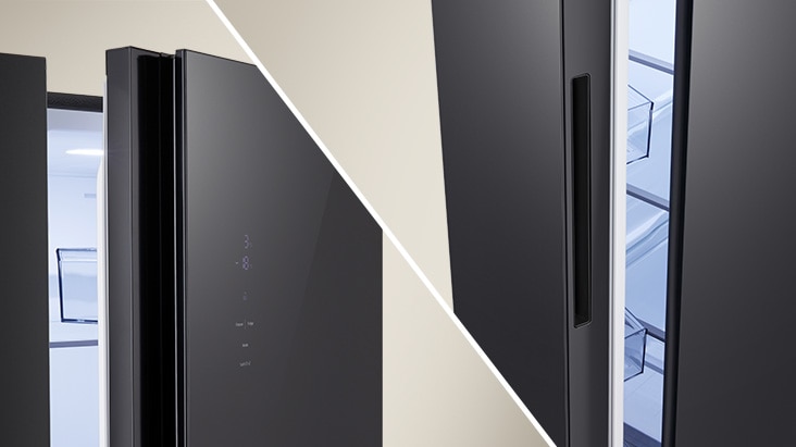 Tủ lạnh Side by Side LG GDFB607VGAH Kính Đen với tay nắm ẩn tinh tế, tôn lên vẻ ngoài sang trọng.