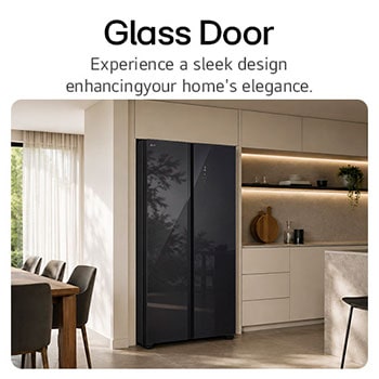 Tủ lạnh Side by Side LG GDFB607VGAH Kính Đen với thiết kế cửa kính sang trọng, hòa hợp hoàn hảo với căn bếp hiện đại.