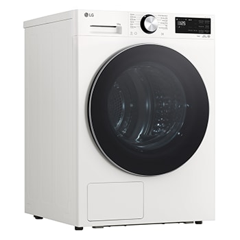 Góc nhìn bên trái của máy sấy LG AI DUAL Inverter Heat Pump™ 12kg màu trắng RX12VHP5W1