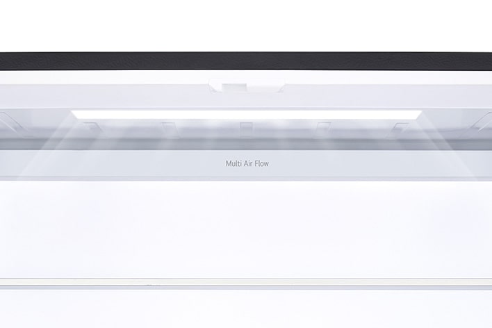 Hình ảnh cận cảnh đèn LED bên trong tủ lạnh nhiều cửa lg.	