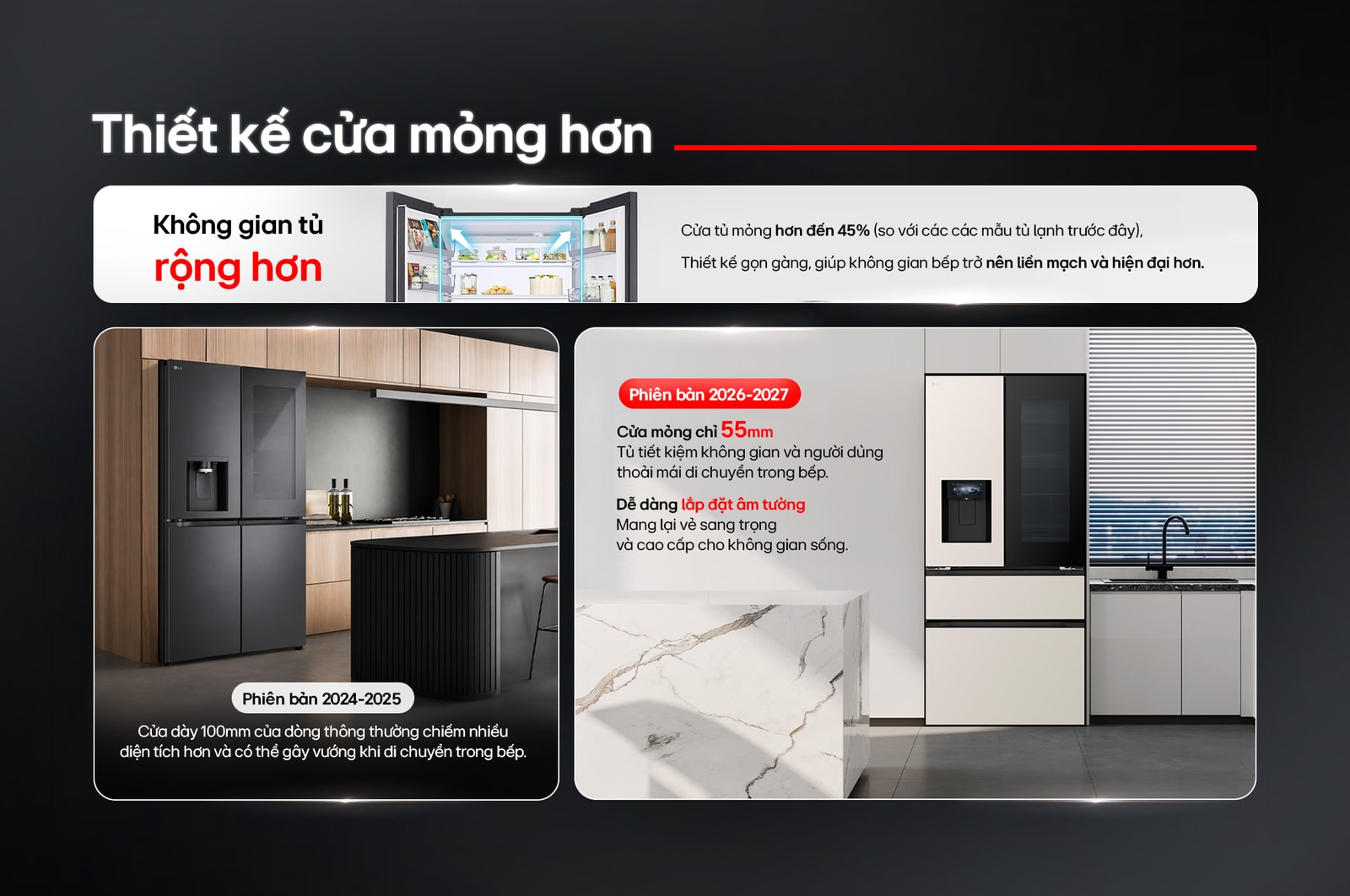 Tủ lạnh LG French Door âm tường màu đen 580L F56BG - cửa mở