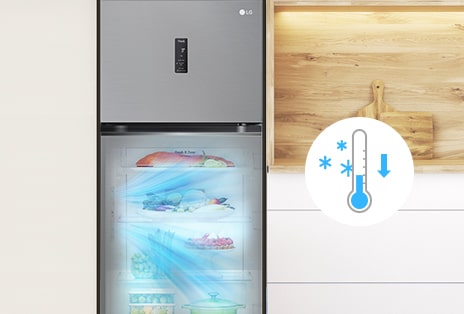 Công nghệ Smart Fresh Air của tủ lạnh LG giúp giảm nhiệt độ xuống 1°C so với cài đặt của người dùng