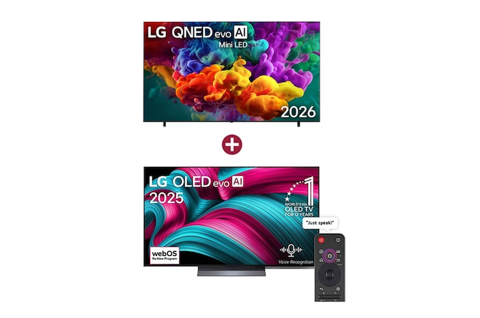 LG 100 inch LG QNED evo AI QNED85 Mini LED 4K Smart TV 2026 + FREE 55 inch LG OLED evo AI C5 4K 144Hz Smart TV 2025, 100QNED85B8.OLED001