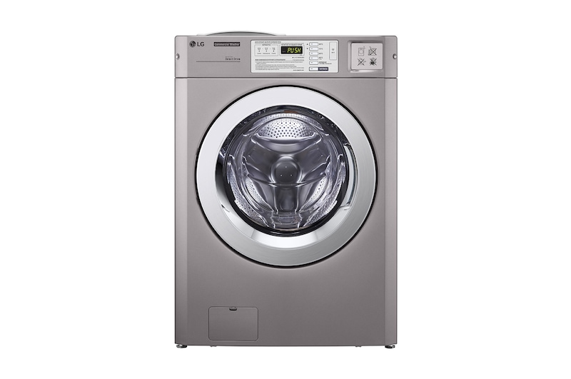 Front view of LG Giant-C 3.7 cu ft Commercial Washer (Silver) FH069FD3MS