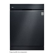 Front view of 14 Place QuadWash™ Dishwasher with TrueSteam™ in Matte Black Finish DFB325HM