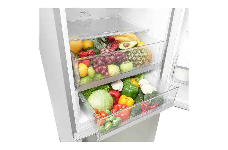 LG 354L Shiny Steel Fridge Freezer - GC-F409SLQW, GC-F409SLQW