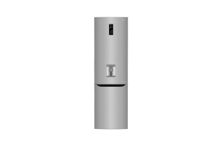 Fridge Freezers : 354L Premium Shiny Steel Fridge Freezer Combi with Water Dispenser GC-F409SLQW