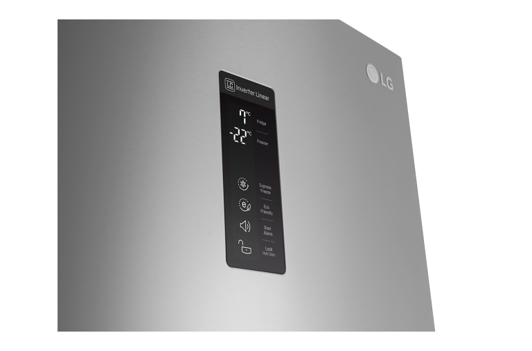 LG 354L Shiny Steel Fridge Freezer - GC-F409SLQW, GC-F409SLQW