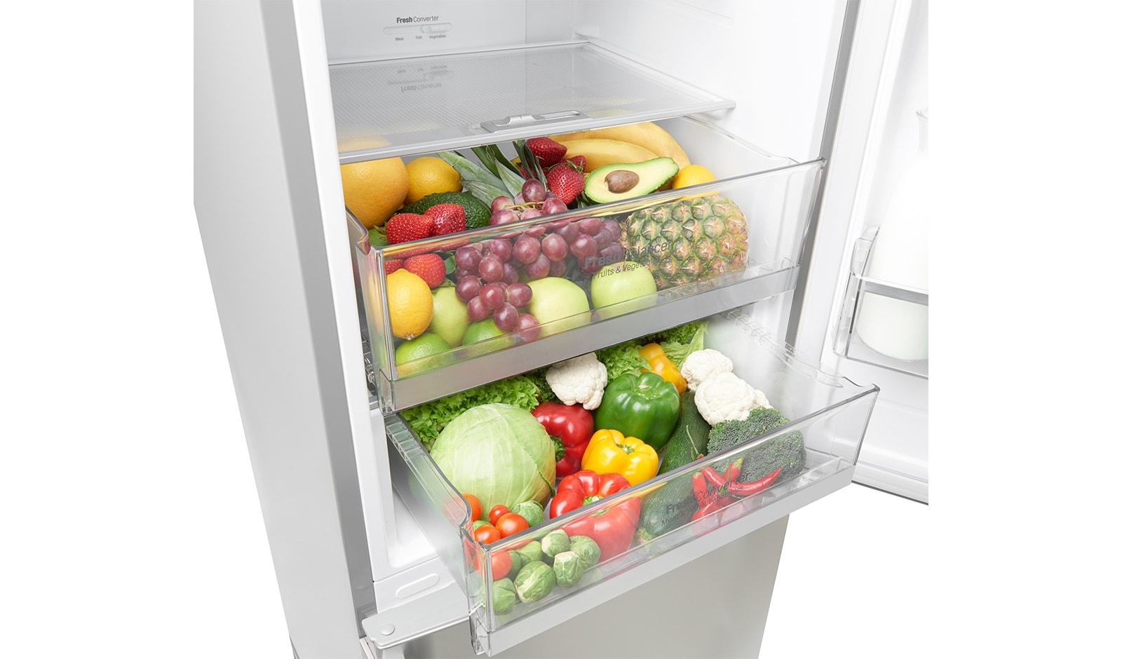 LG 354L Shiny Steel Fridge Freezer - GC-F409SLQW, GC-F409SLQW