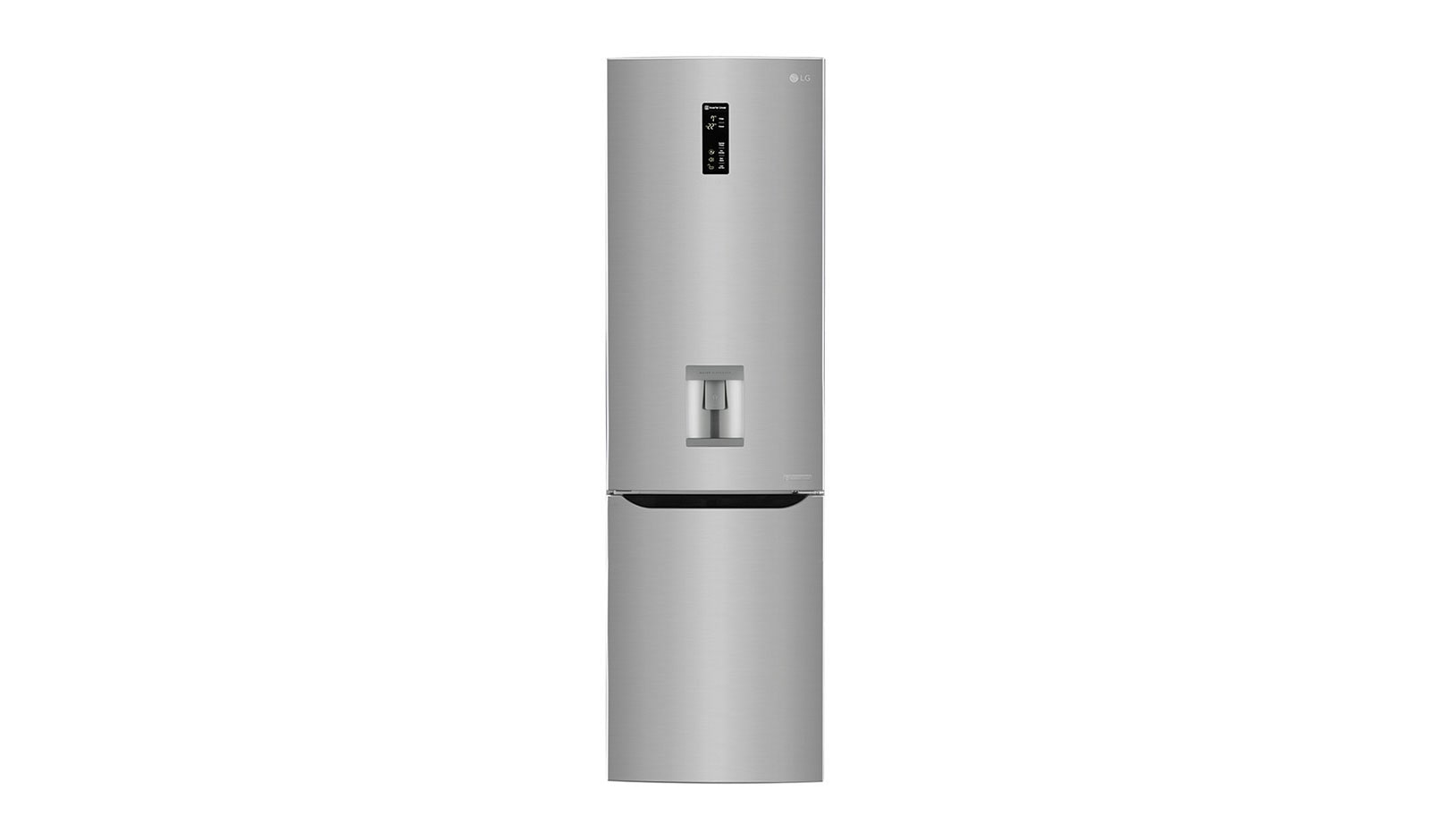 Fridge Freezers : 354L Premium Shiny Steel Fridge Freezer Combi with Water Dispenser GC-F409SLQW