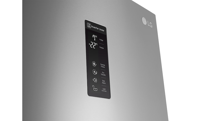 LG 354L Shiny Steel Fridge Freezer - GC-F409SLQW, GC-F409SLQW